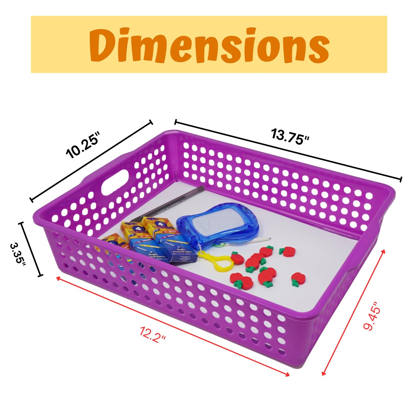 4E's Novelty 6 Pcs Colorful Plastic Classroom Storage Bins 13.75" X 10.25" for Organizing A4 Papers