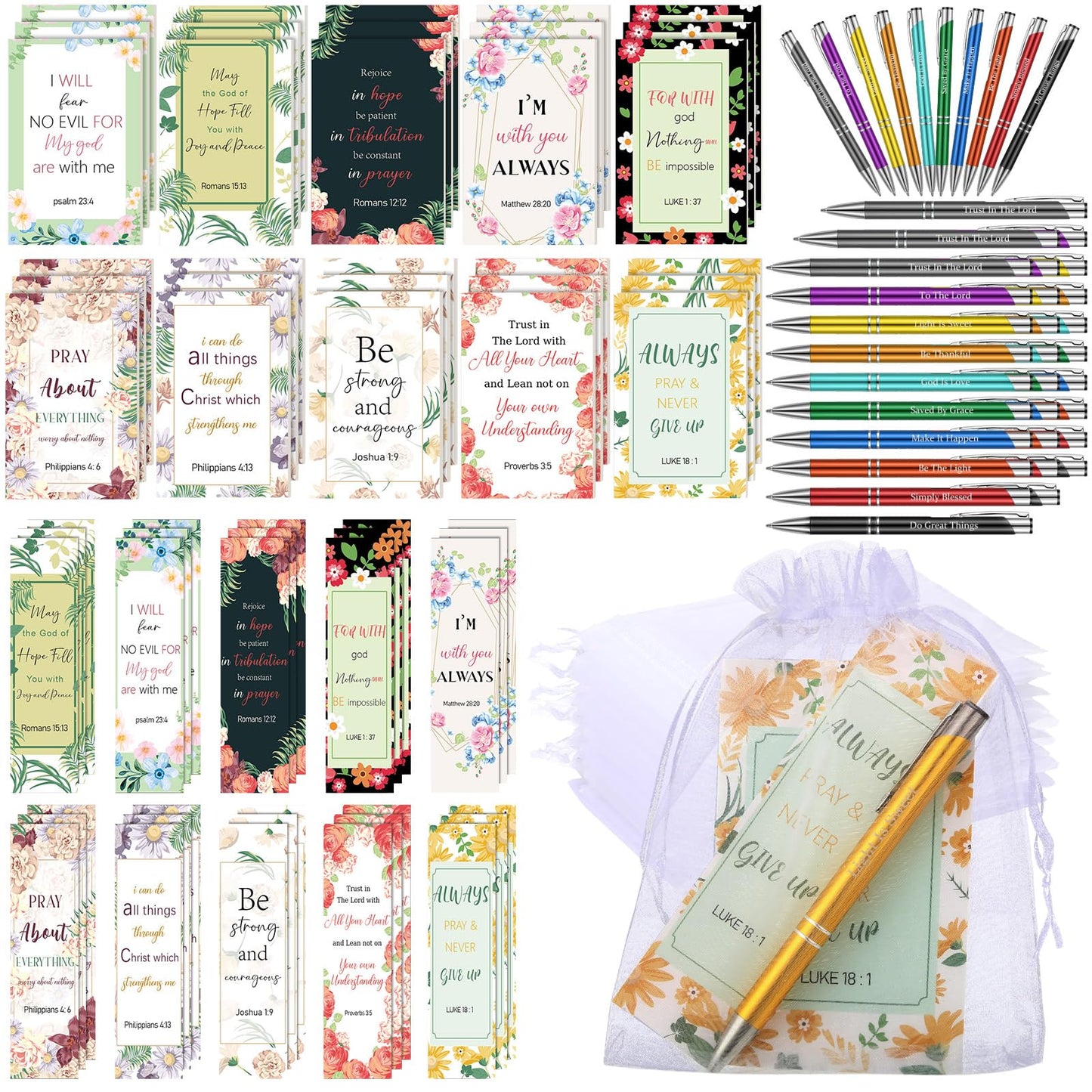 Sinmoe 120 Pcs Christian Pens Bookmarks Scripture,Bright Color,Novel