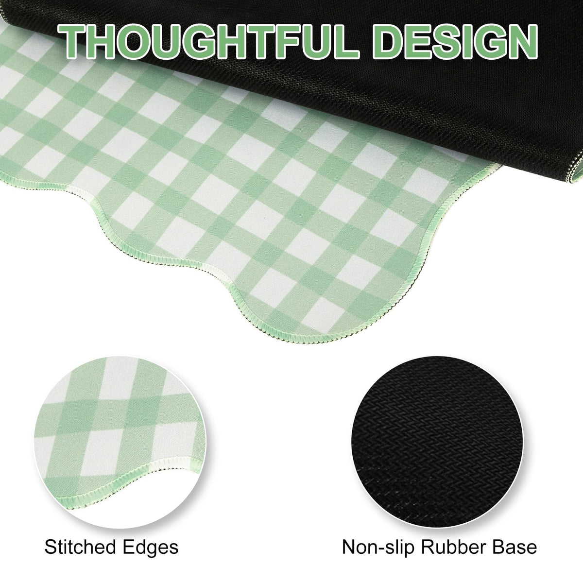L-SPOUTTO Green Checkered Mouse Pad,Cottagecore Scalloped Desk Mat XXL Large Cute Pastel Gaming