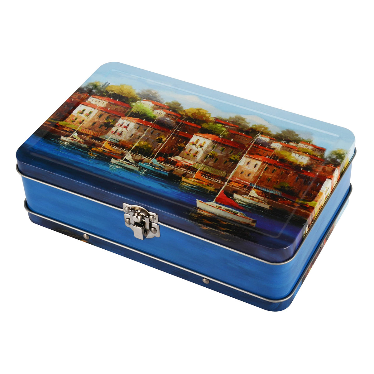 DAHO Metal Storage Box with Hinge for Office, School, Home, Makeup, Arts & Crafts and Accessories