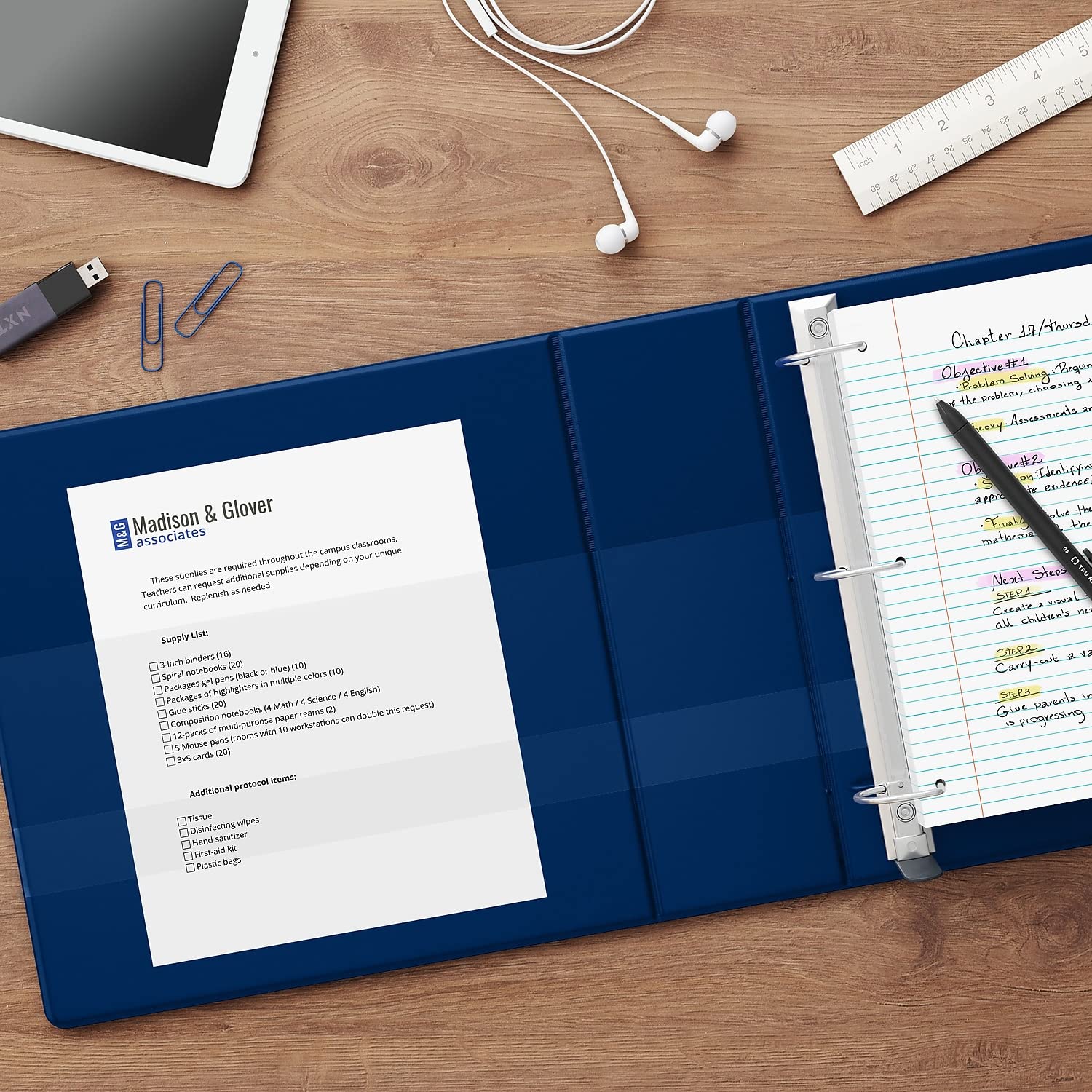 Staples Heavy-Duty 5-Inch D-Ring View Binder, Extra Large Capacity Holds Up to 1,000 Sheets, Navy