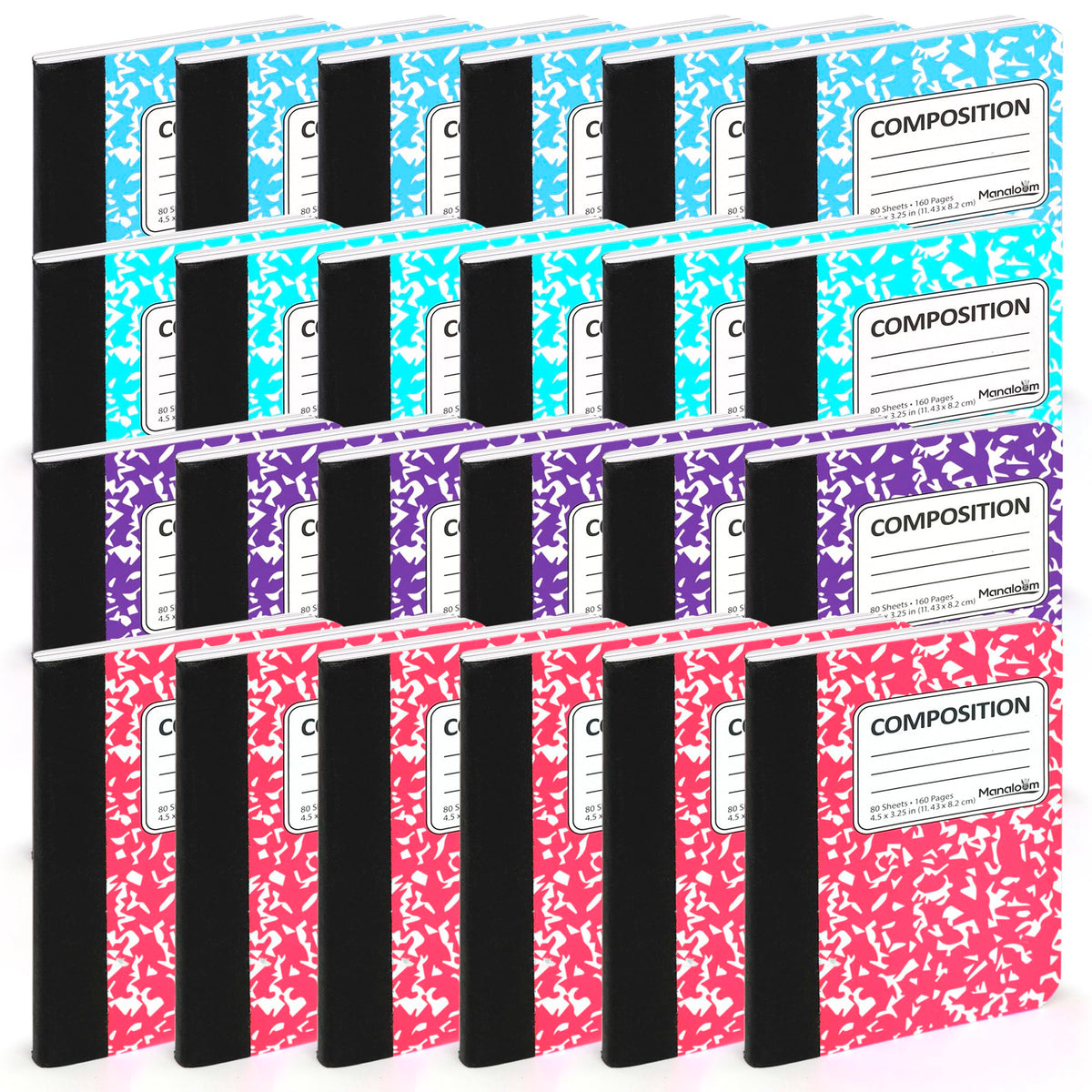 Manaloom Mini Composition Notebooks, Small Pocket Sized Notebook, for Kids, Students, College