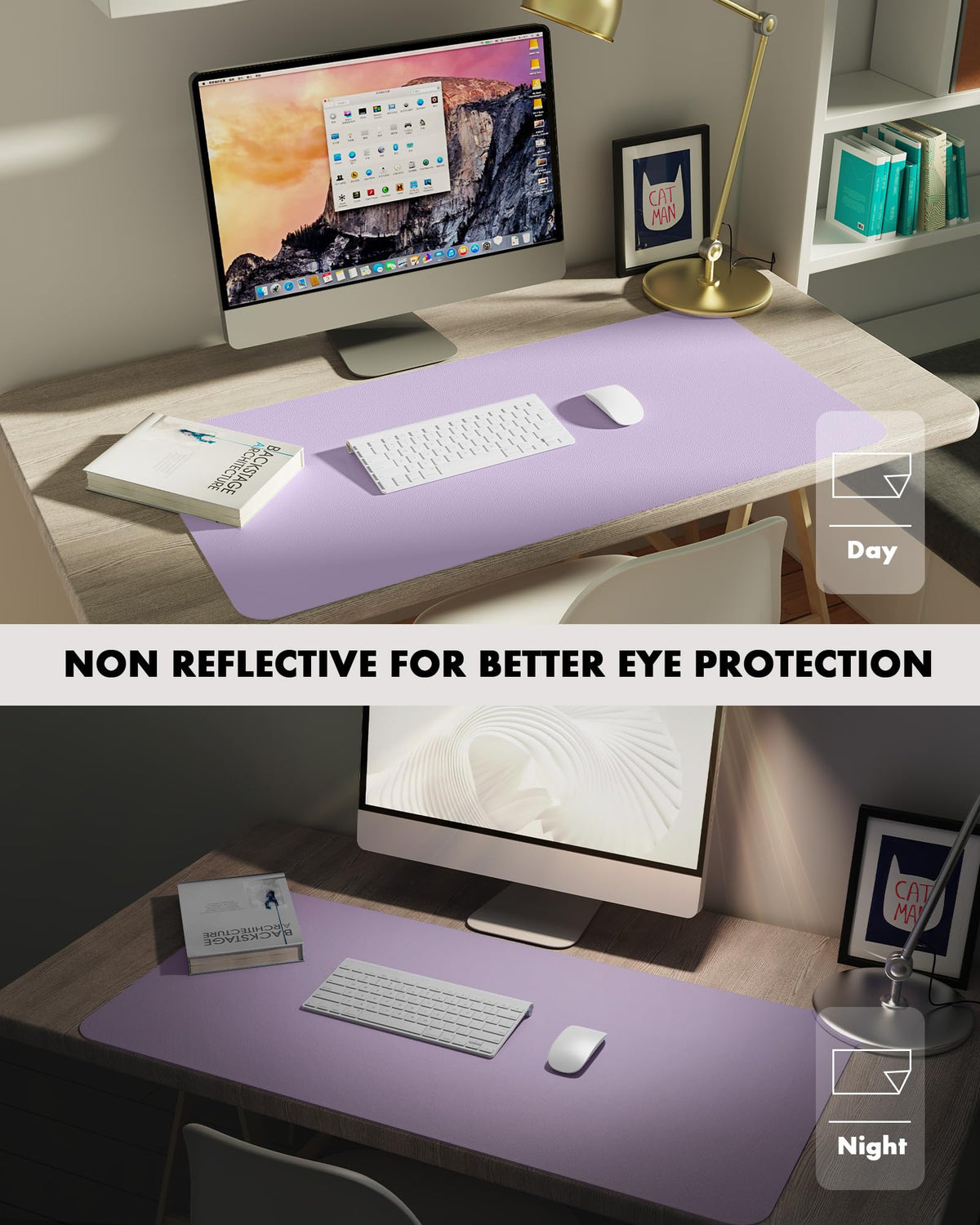 YSAGi Double-Sided Desk Pad, 35.4"x17"Leather Desk Mat, Eco Cork Desk Pad Protector,Large Mouse