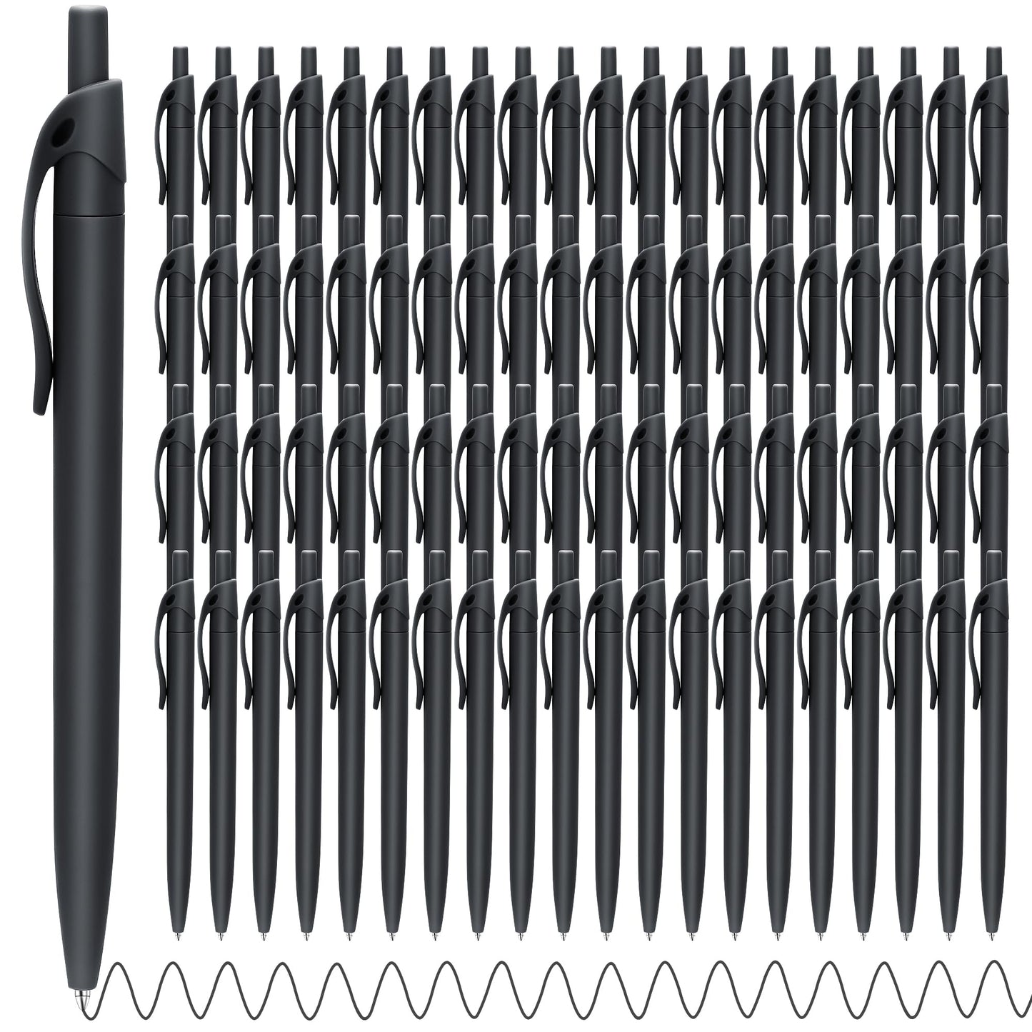Aozora Pens Bulk,80 Pack Black Click Pens No Bleed,Wholesale Retractable Ballpoint Pens Medium