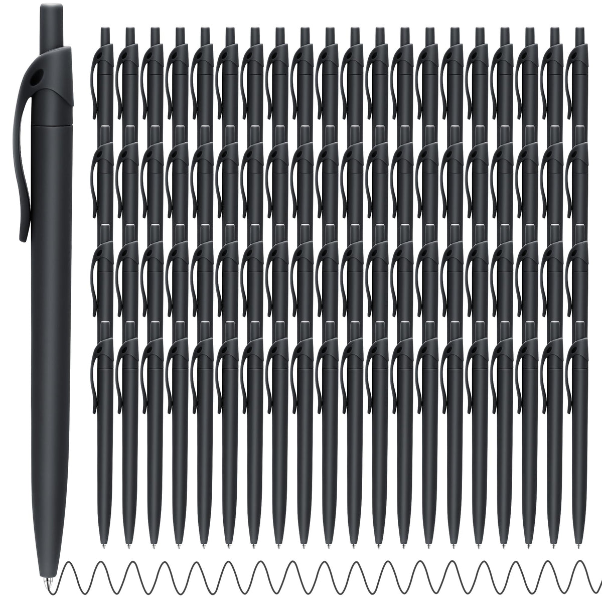Aozora Pens Bulk,80 Pack Black Click Pens No Bleed,Wholesale Retractable Ballpoint Pens Medium