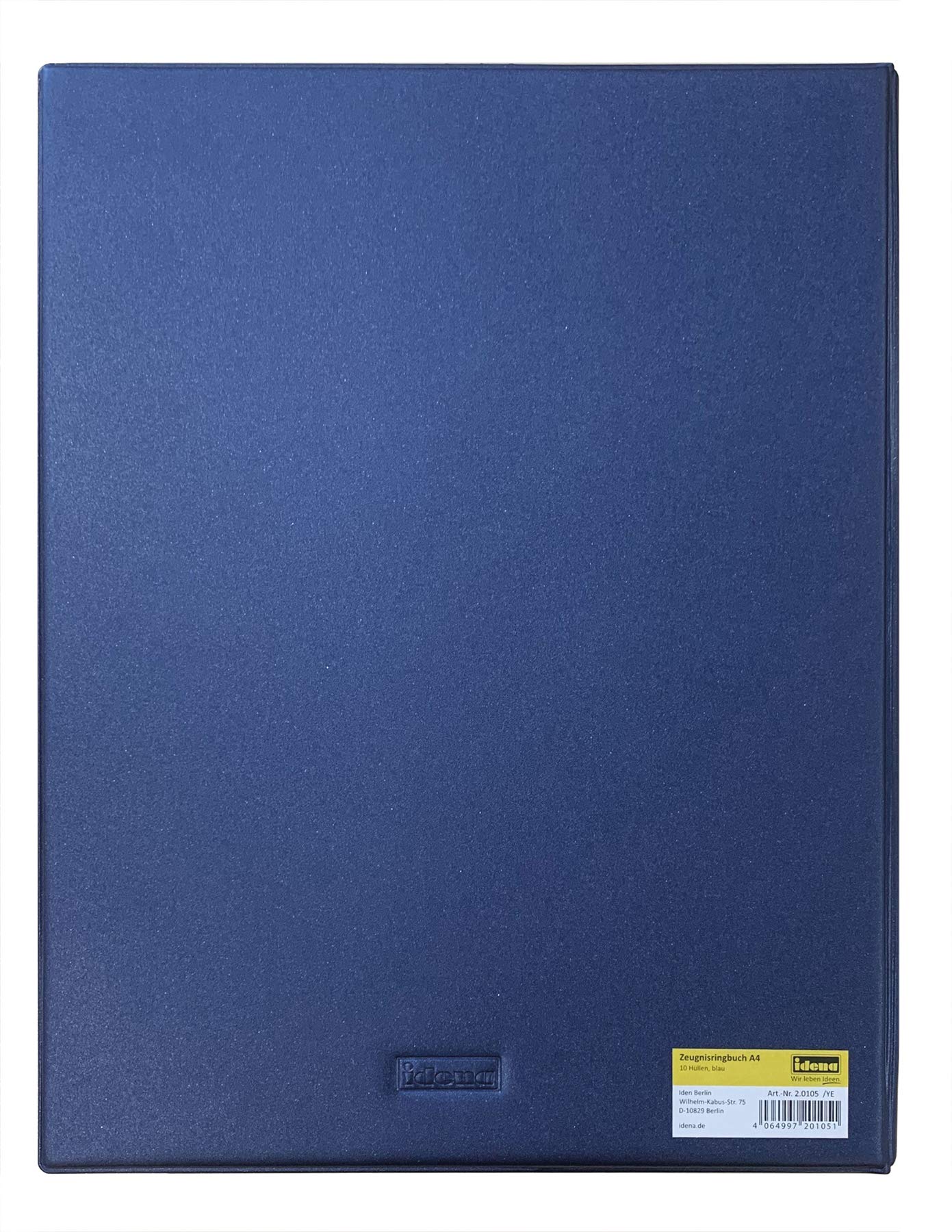 Idena 20105 Certificate Folder Ring Binder DIN A4 10 Pockets Transparent Blue with 4 Ring Mechanism