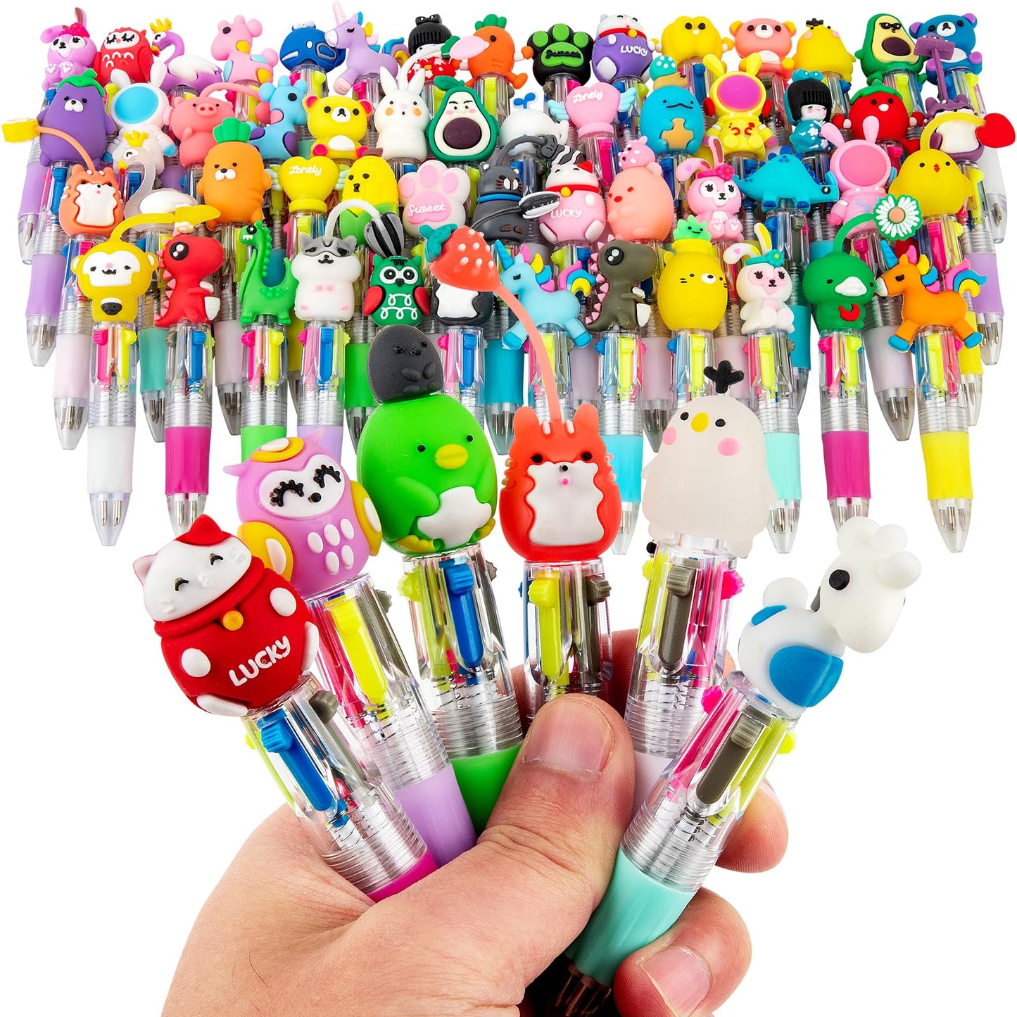 60-Pack Mini 4-in-1 Multicolor Ballpoint Pens for Kids, Bulk Party Favors