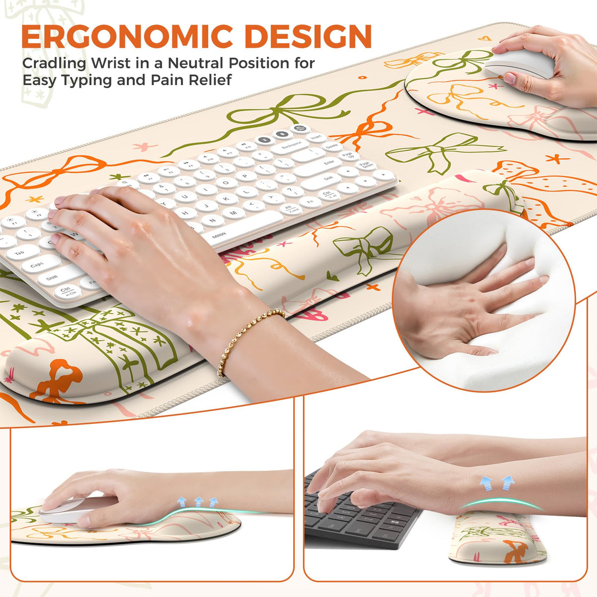 iCasso Desk Pad Mat, Large Mouse Pad and Keyboard Wrist Rest Set