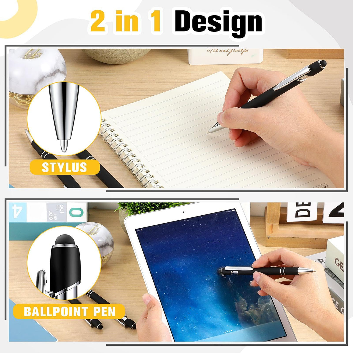 Zonon 38 Pieces Rubberized Ballpoint Pen with Stylus Tip Stylish Metal Pen Capacitive Styli with