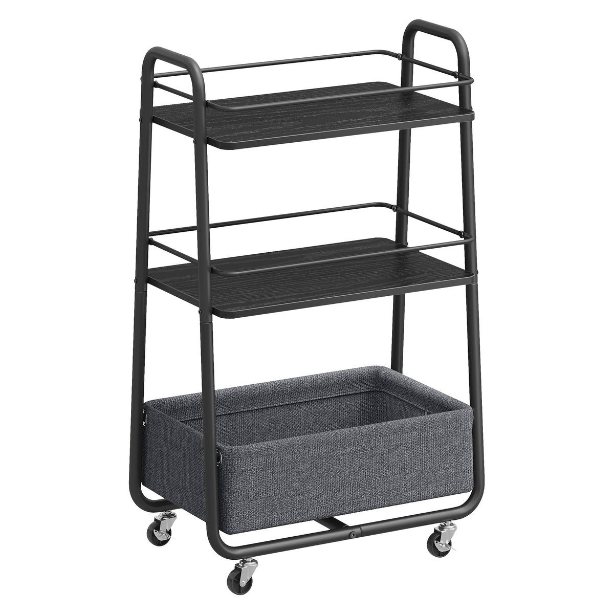 VASAGLE Storage Cart with Fabric Basket, 3-Tier Rolling Utility Cart
