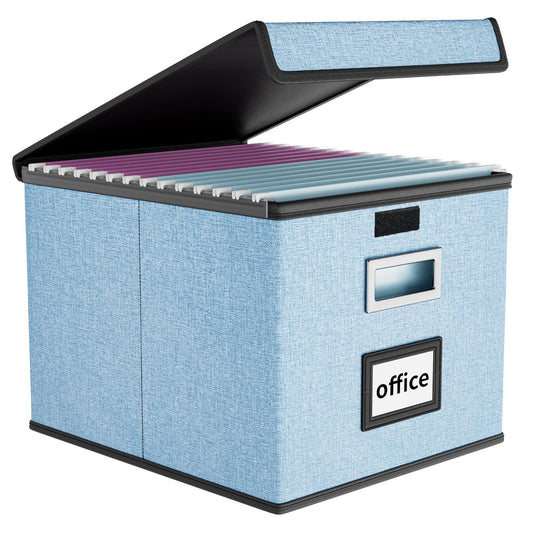 Huolewa File Organizer Box with Lids, Collapsible File Folder Organizer
