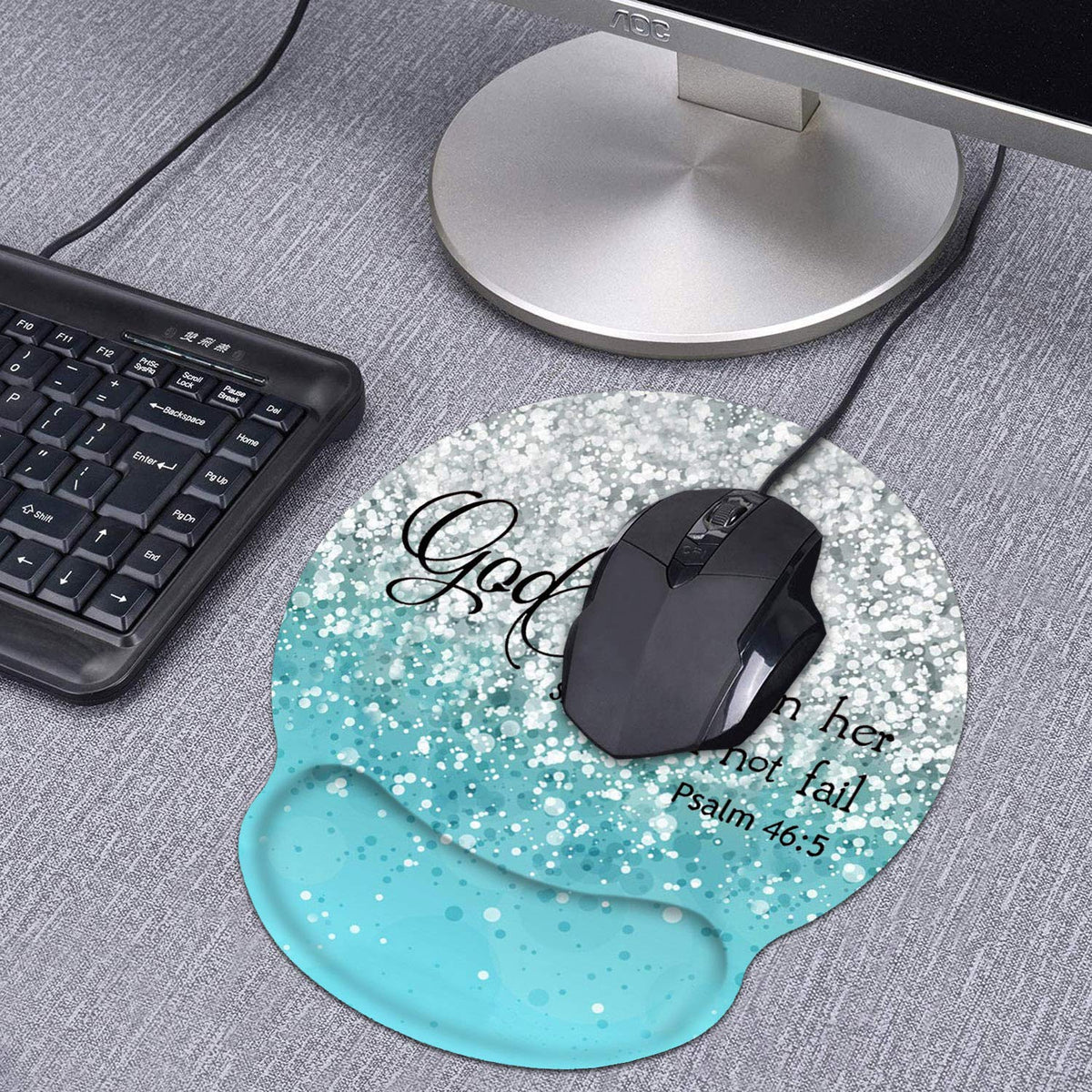 Ergonomic Mouse Pad Wrist Support and Coasters Set, Cute Wrist Rest Pad with Non-Slip PU Base for