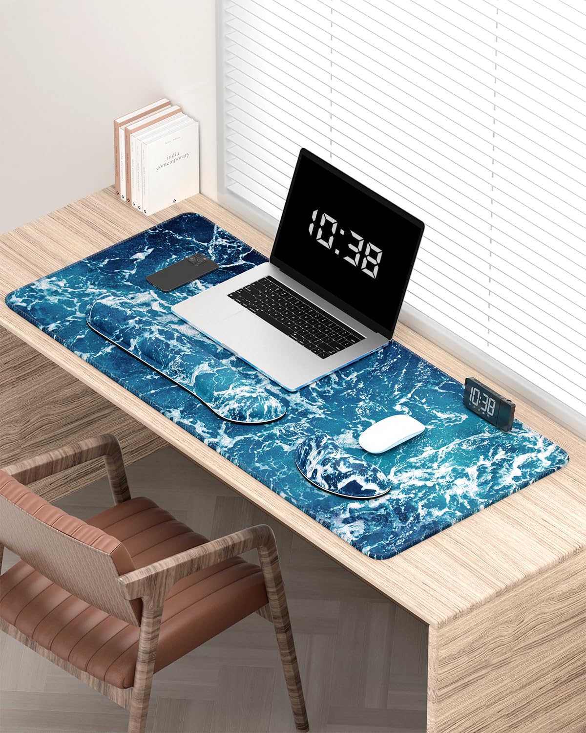 Auhoahsil Large Mouse Pad with Wrist Rests for Keyboard & Mouse, Thick Soft Ergonomic Memory Foam