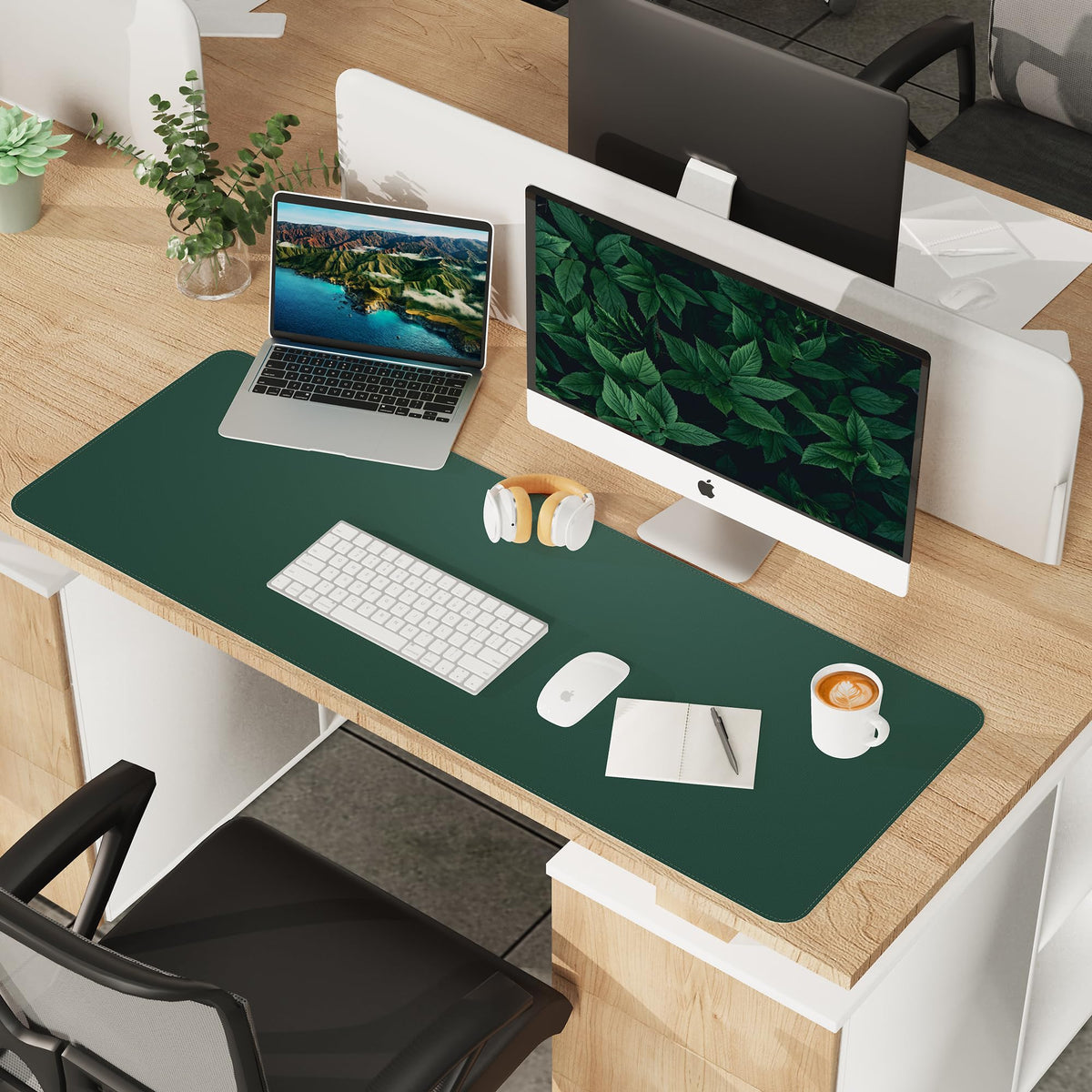 AFIING Cork Desk Mat 55" x 17", Dual-Sided Natural Cork & PU Leather Desk Pad, Non-Slip Waterproof