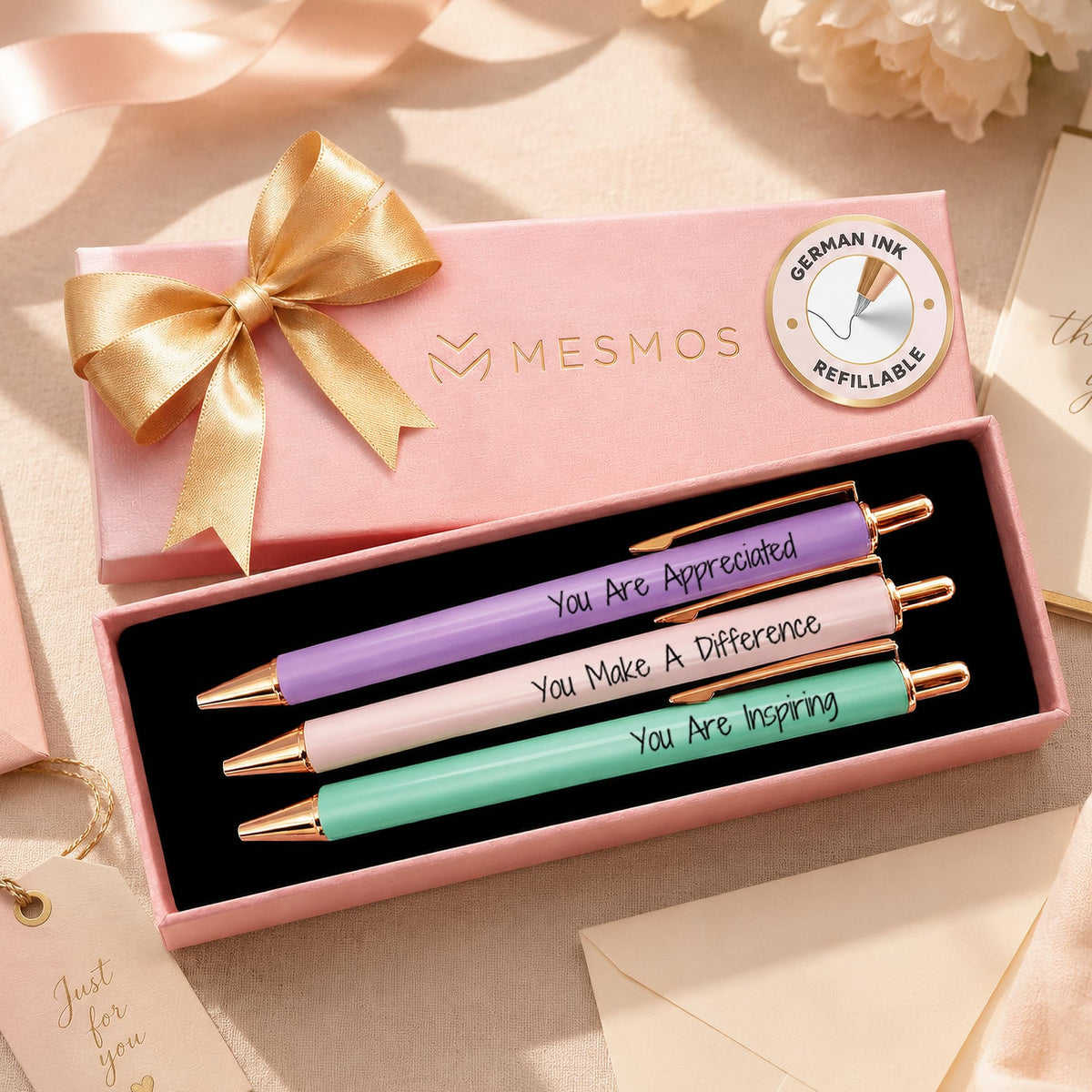 MESMOS 3pcs Fancy Pens, End of Year Teacher Gifts for Women, Difference Maker Gift, Thank You