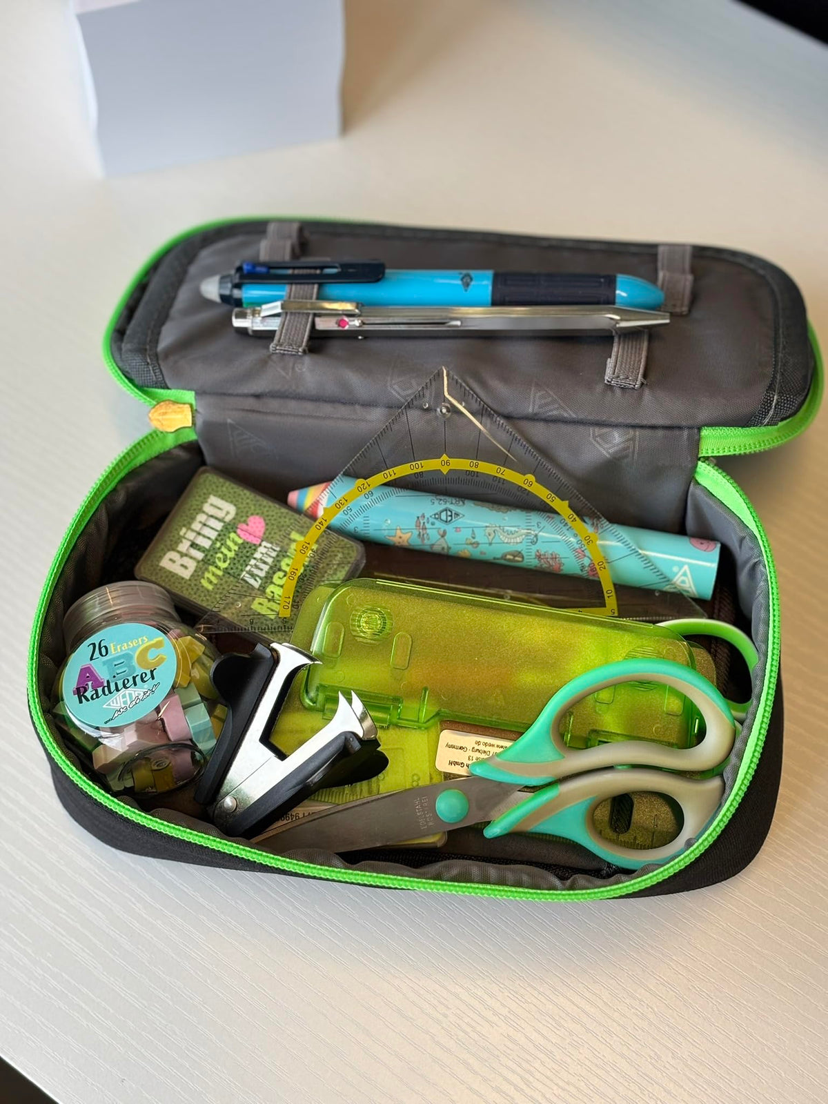Wedo 24243011 Pencil Case with Inner Flap - Black/Green