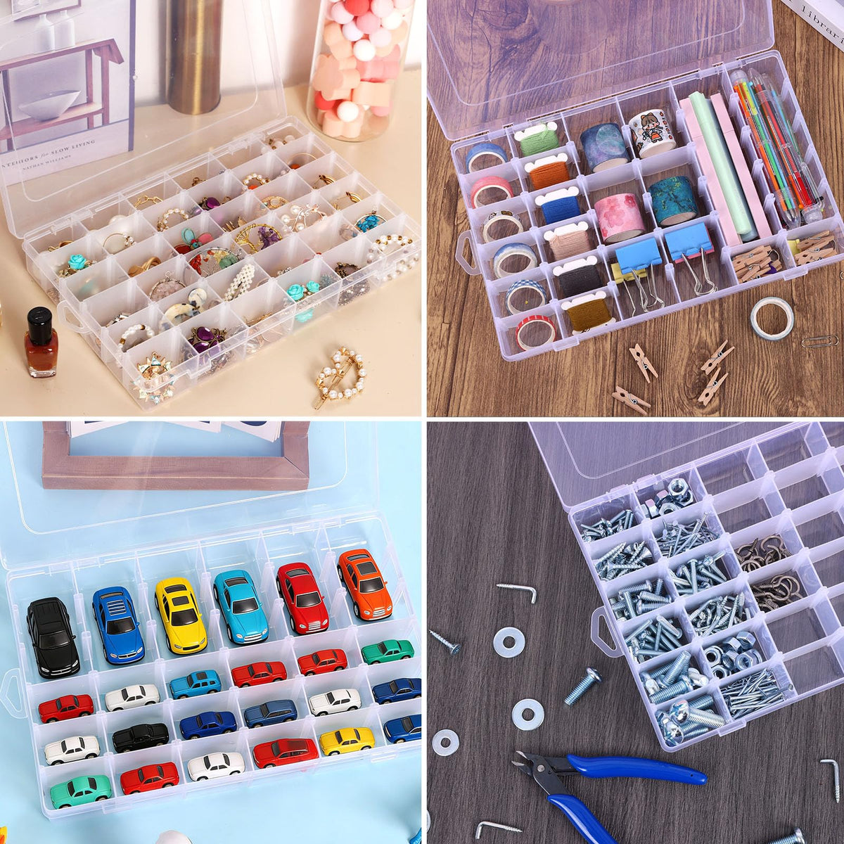Bead Organizer Storage 8 Pack 36 Grid Jewelry Tackle Craft Box Adjustable