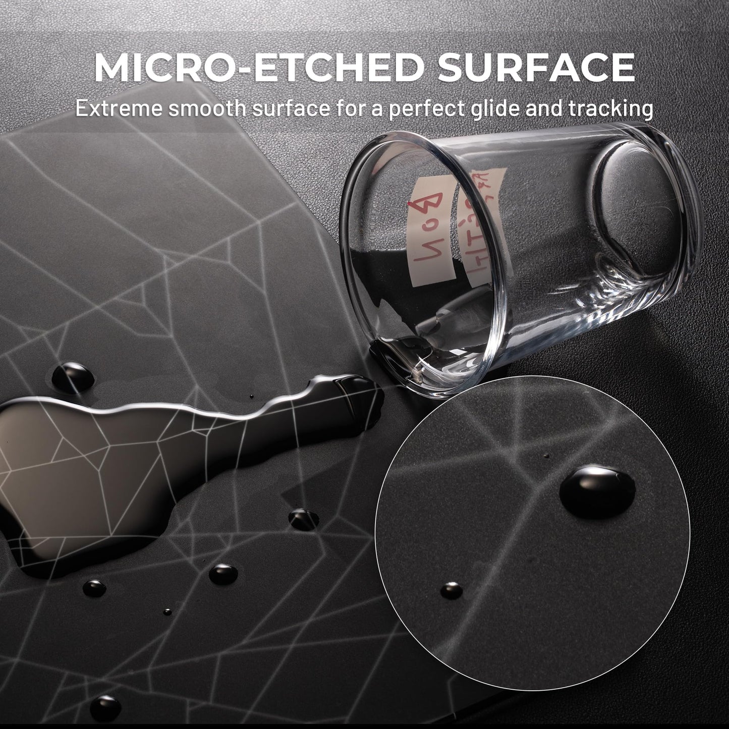 XVX Black Spider Webs Glass Gaming Mousepad 4.0,Hard Mousepad for Gaming,Ultra-Smooth Micro-Etched