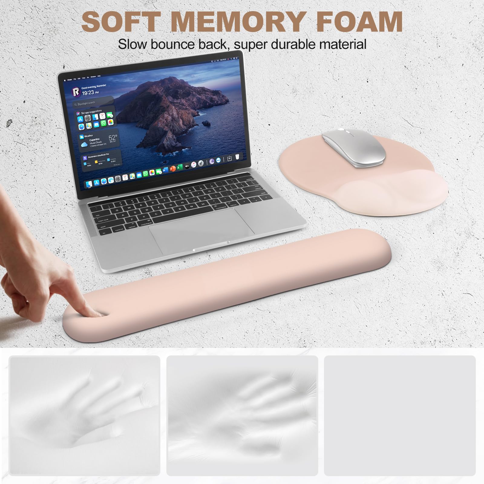 AIMSA Mouse Pad with Wrist Rest Support, Keyboard Wrist Rest Set, Ergonomic Memory Foam Mousepad