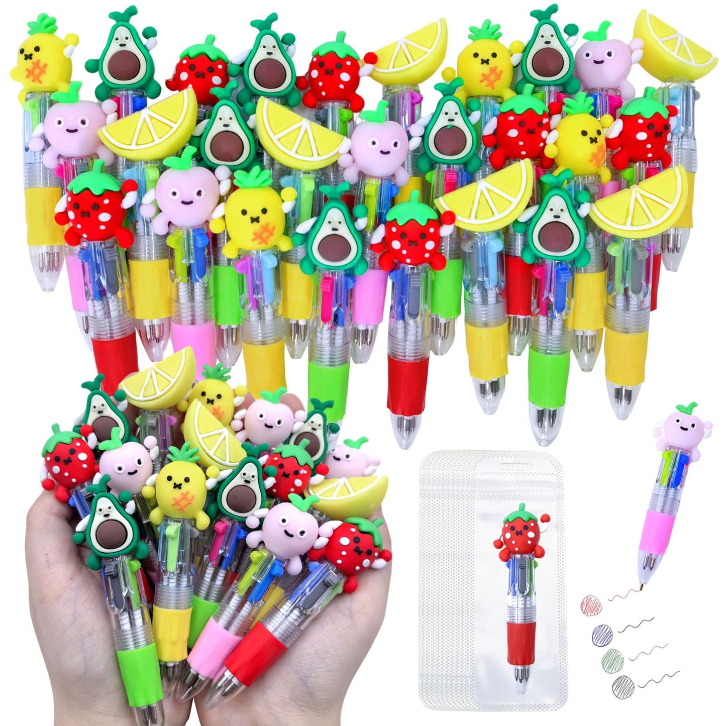 TOEMUR 100 PCS Multicolor Pen Set – 50 Cute Pens Bulk with 50 Pen Bags, Fun Pens for Party Favors