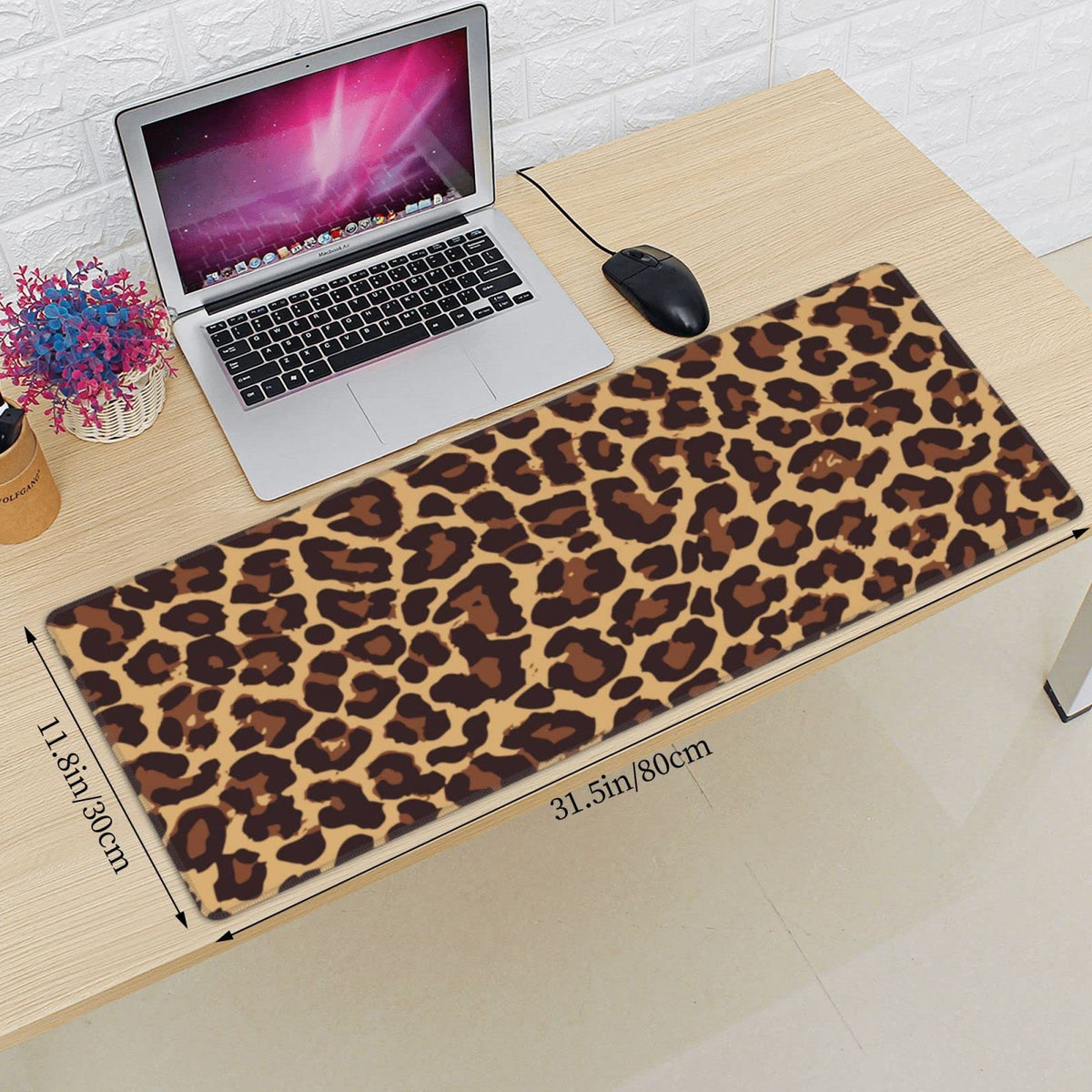 Leopard Print Gaming Mouse Pad Non Slip XL Large Mousepad Stitched Edge Rubber Base Desk Mat for