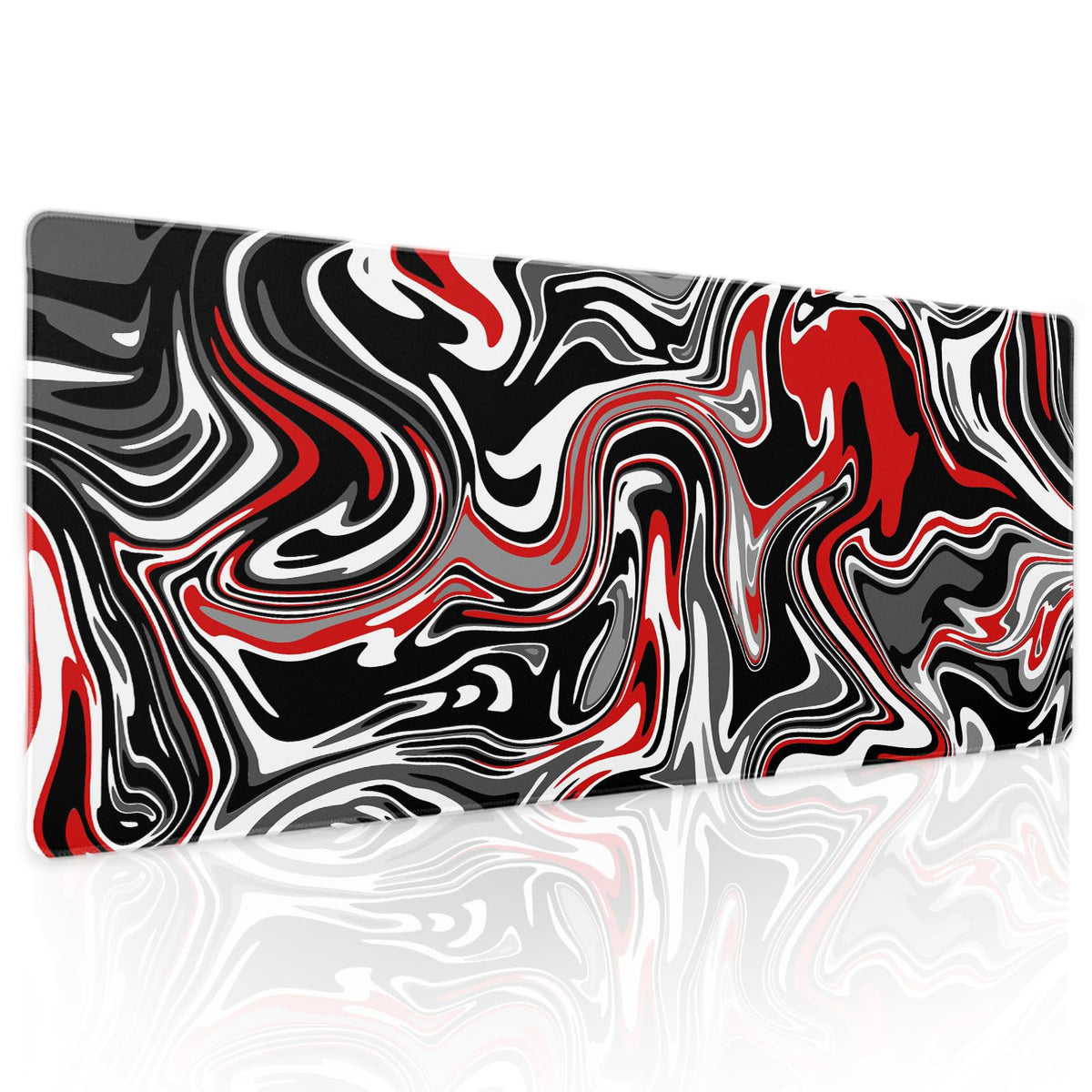 aportt Black Red Swirl Gaming Mouse Pad XL Gray Marble Grey Fluid Design Extended Large Mat