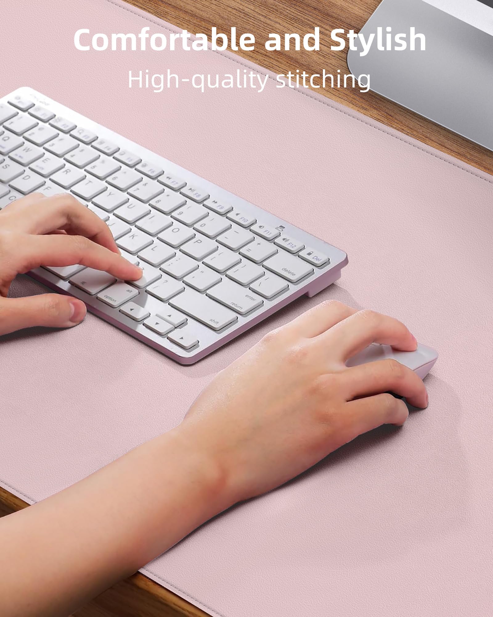 AFIING Large Desk Mat 55" x 24" - PU Leather Desk Pad Protector, Waterproof Non-Slip Extended Mouse