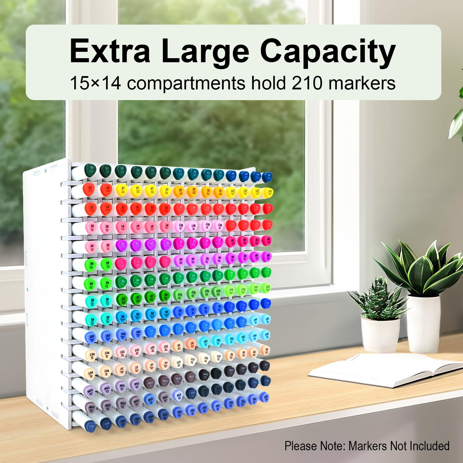 LOSADY Marker Organizer, 210-Slot Marker Holder with Adjustable Dividers