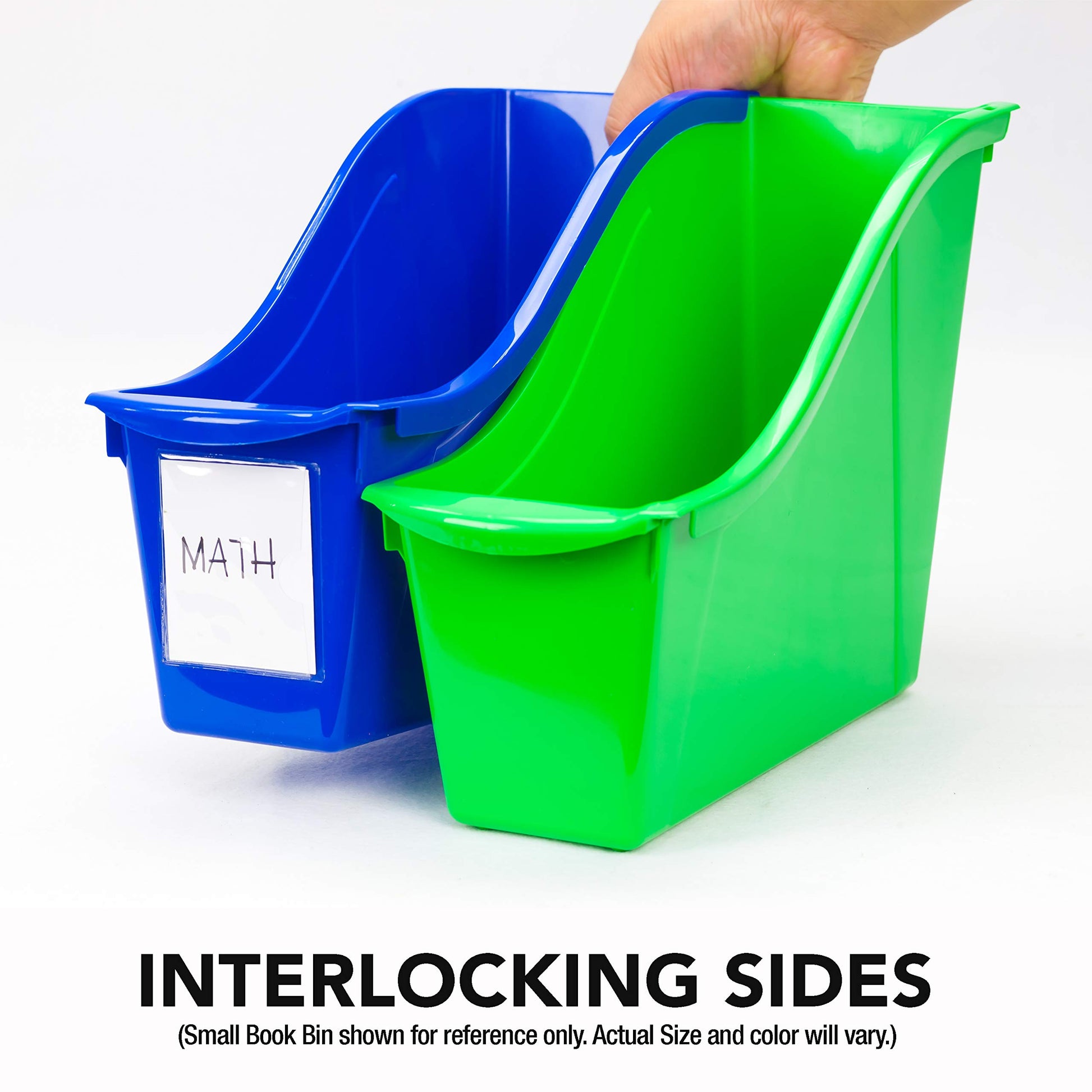 Storex Small Book Bin – Interlocking Plastic Organizer for Home, Office and Classroom, Green