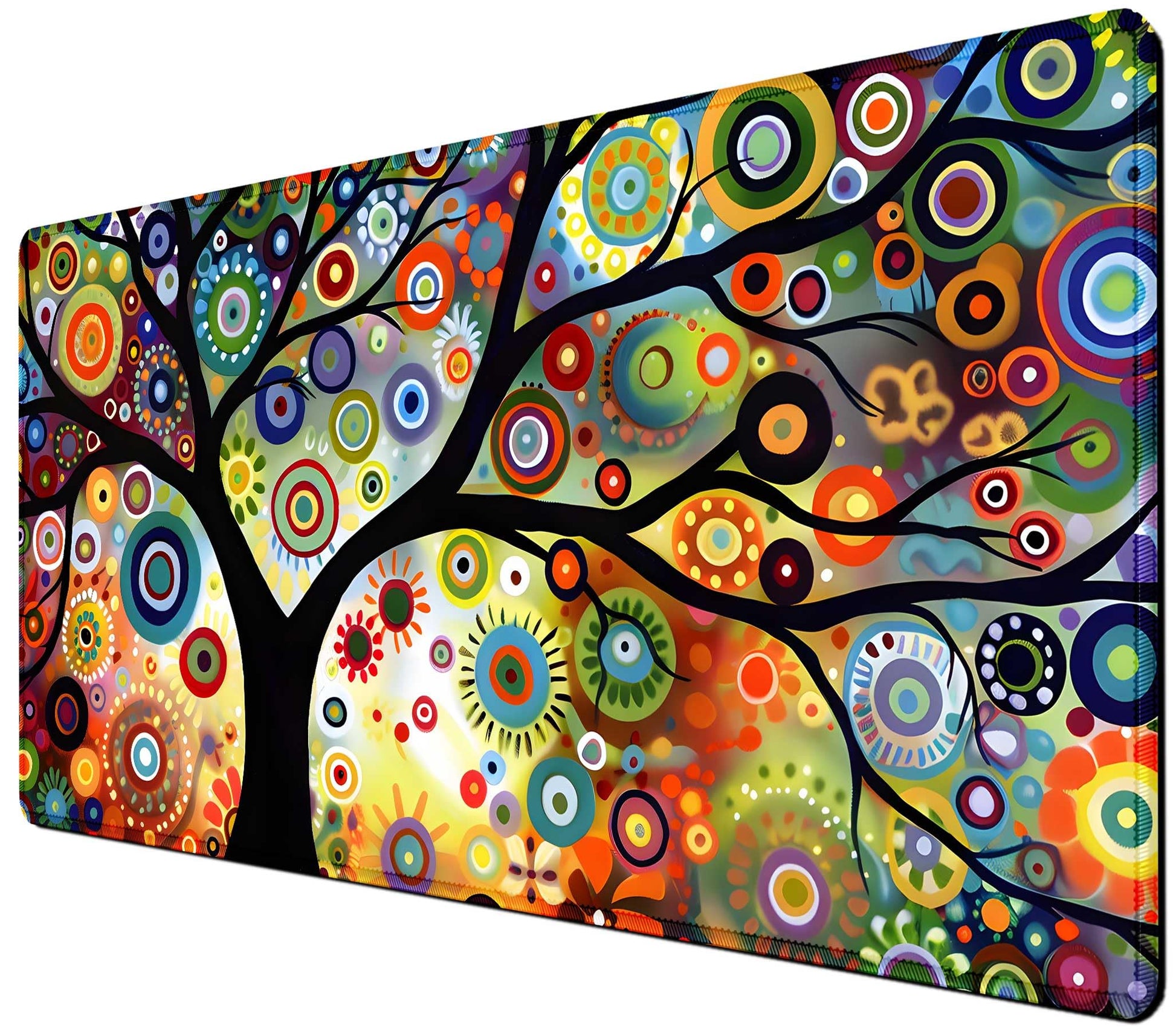 Extra Large Gaming Mouse Pad, Abstract Tree of Life Art Extended Desk Mat, Non-Slip Rubber Base