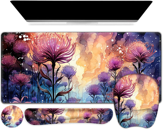 4 in 1 Large Mouse Pad, Keyboard Wrist Rest Set, Ergonomic Mouse Pad with Wrist Support, Desk Mat