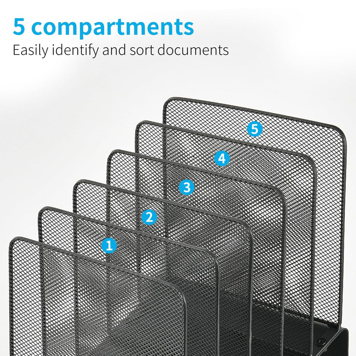 LEKETREE File Organizer for Desk, File Folder Organizer with 5-Section Vertical Rack, Suitable for