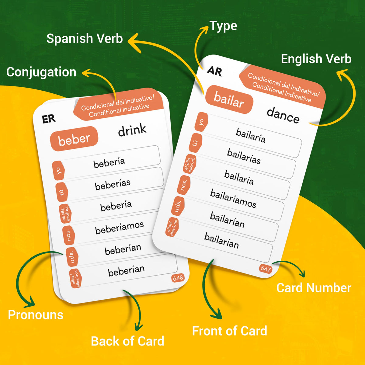Spanish Verb Conjugation Flash Cards – 1,000 Verbs, 9 Tenses for Study