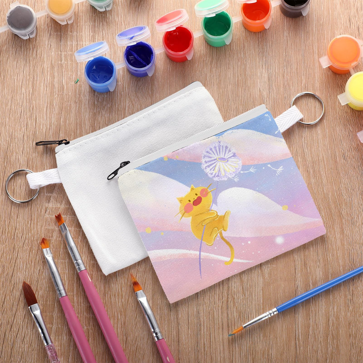 Frienda Sublimation Blank Coin Purse Small Canvas Makeup Bags, White