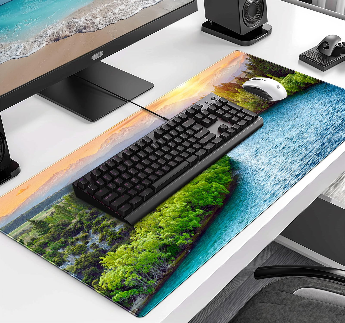 Extended Sunset Forest Gaming Mouse Pad, Keyboard Computer Office Mouse Pad