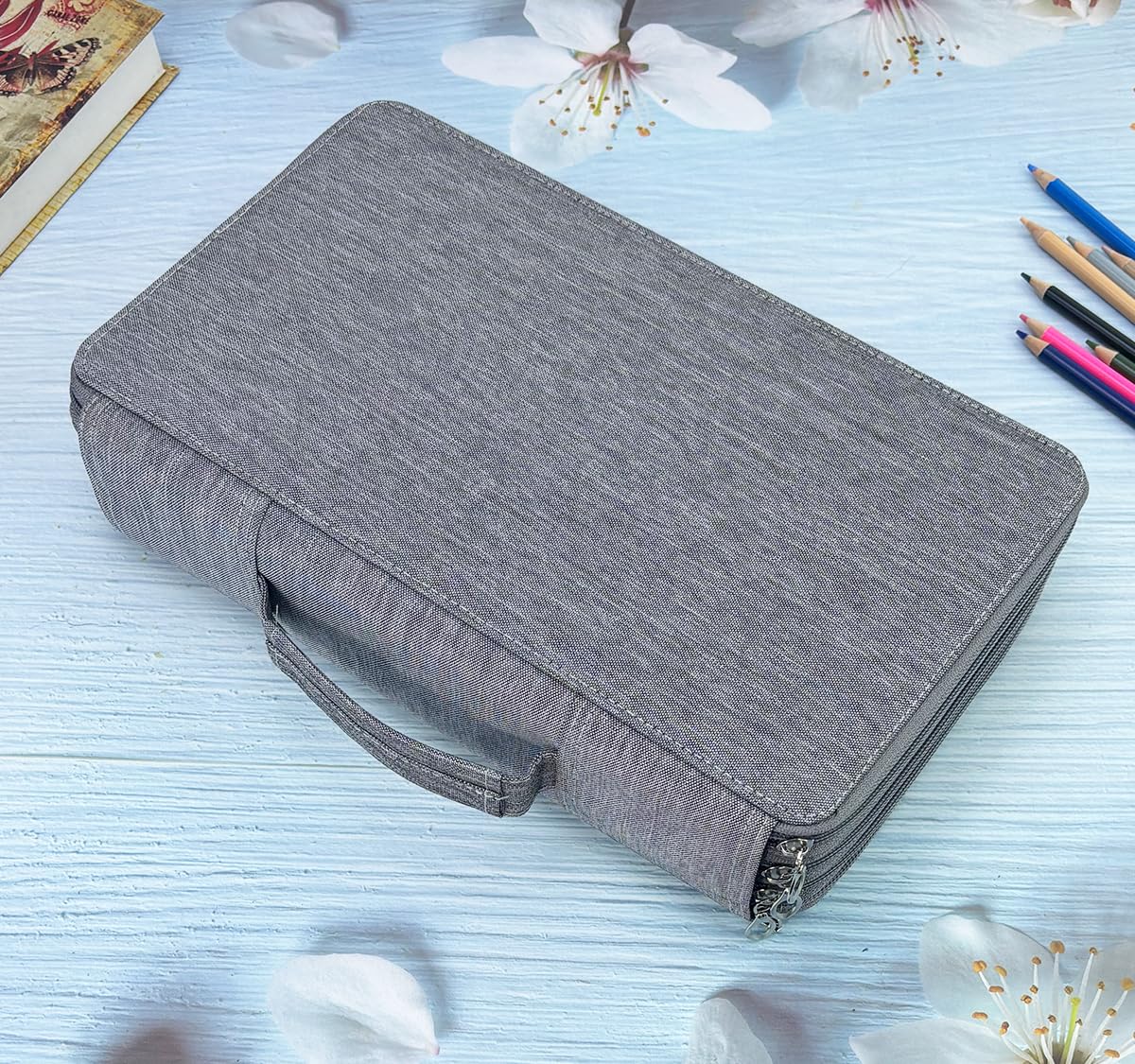 YOUNGCOL 300-Capacity Colored Pencil Case Pen Organizer(Gray)