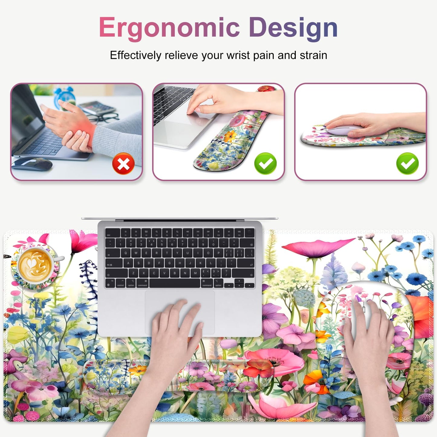 NXZGO Large Mouse Pad with Wrist Support 4in1 Set, XXL Game Mousepad +Keyboard Wrist Rest+Mouse