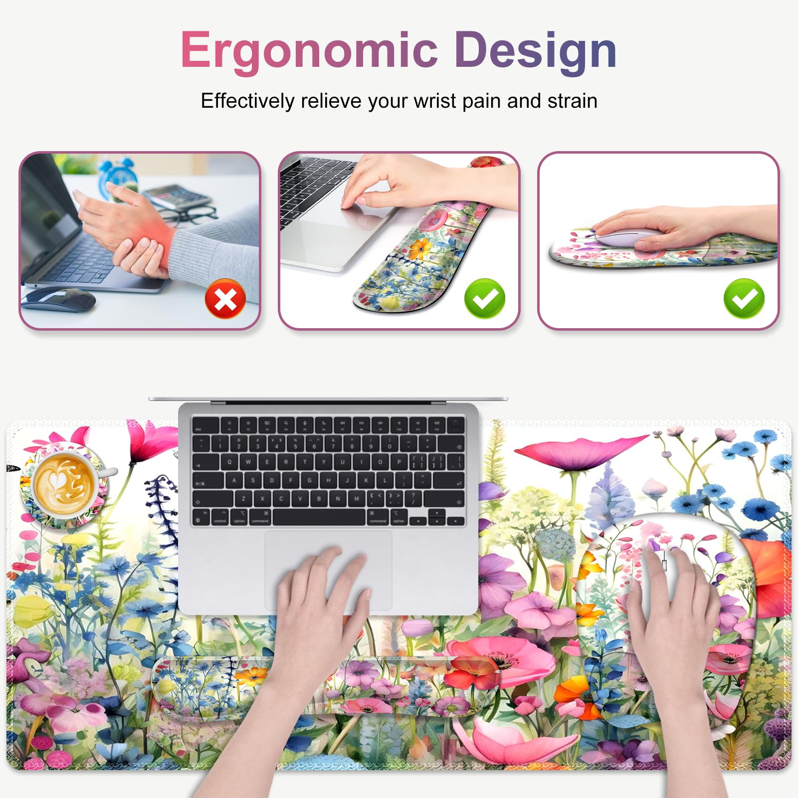 NXZGO Large Mouse Pad with Wrist Support 4in1 Set, XXL Game Mousepad +Keyboard Wrist Rest+Mouse
