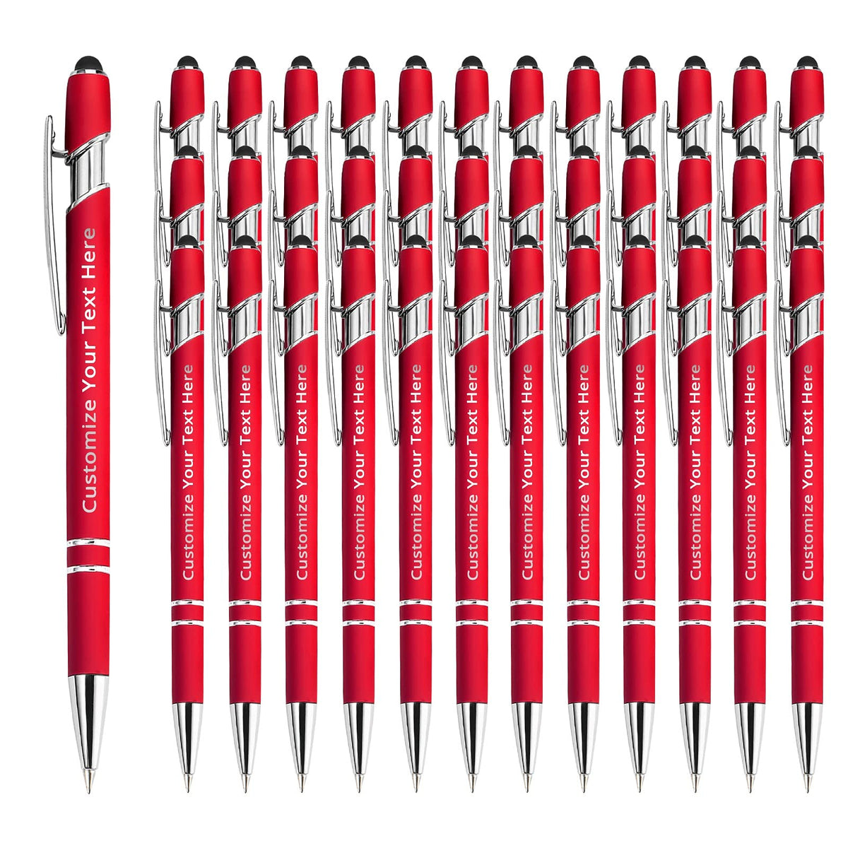Aolun 36 Personalized Pens in Bulk with Stylus Engraved Custom Pens,Soft Touch Metal,Engraving