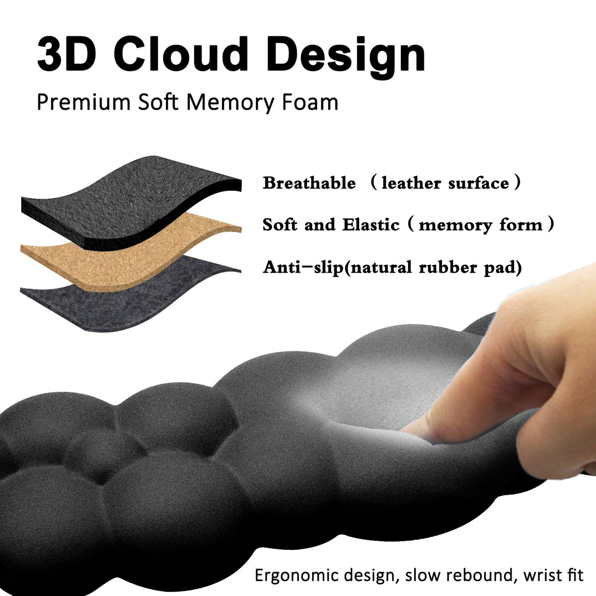 Cloud Wrist Rest Mouse Pad & Keyboard Wrist Support Set for Home & Office