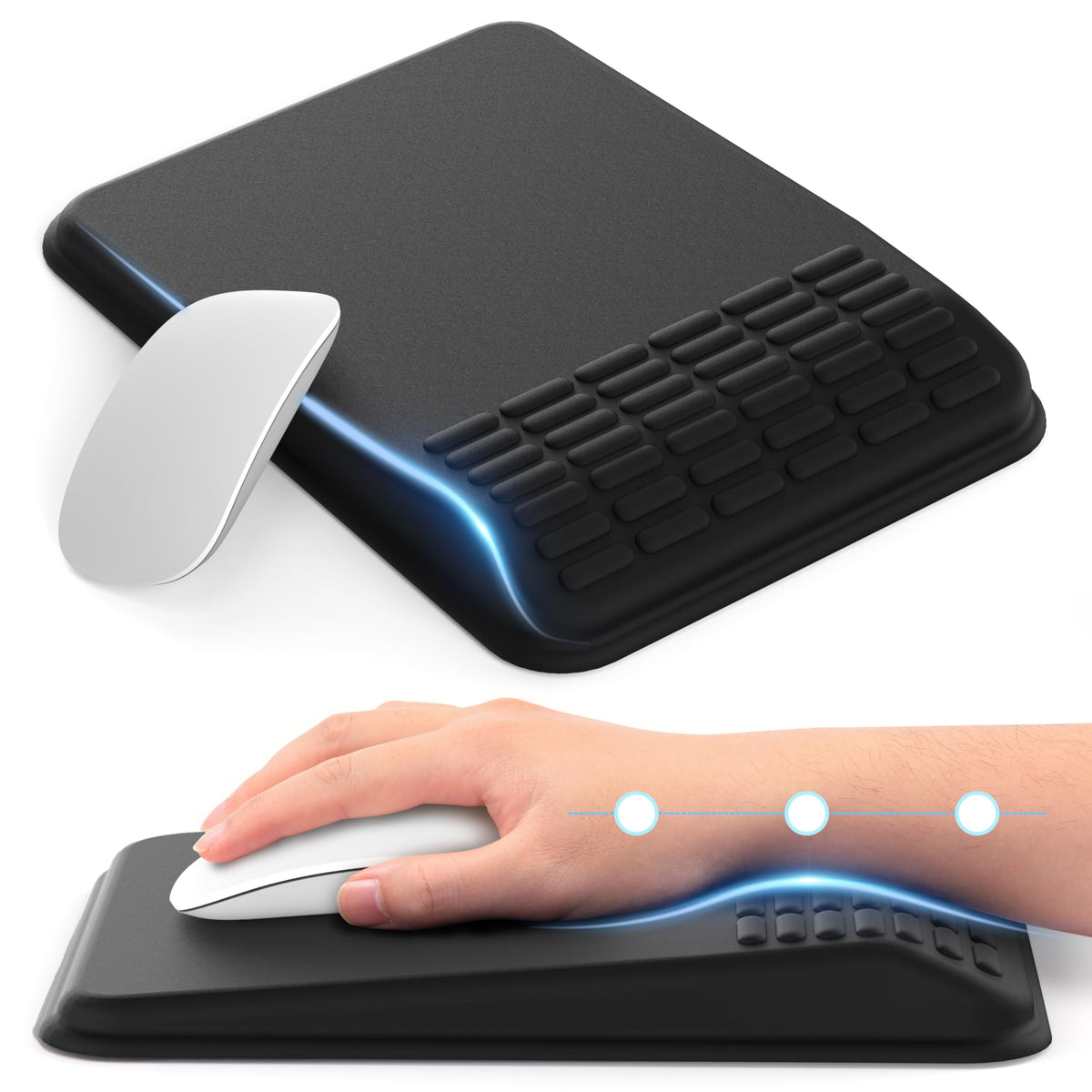 MEKASS Ergonomic Mouse Pad with Wrist Rest, Mouse Pad with Wrist Support for Pain Relief, Memory