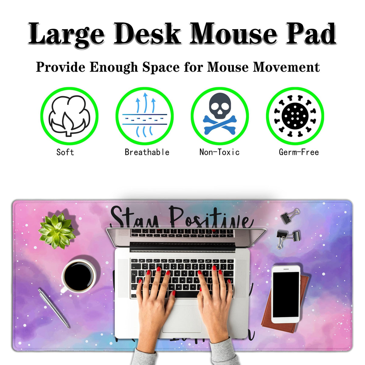 Samgula Gaming Desk Mat Large Gaming Mouse Pad Women Office Desk Mat Extra Large Mouse Pad Non-Slip