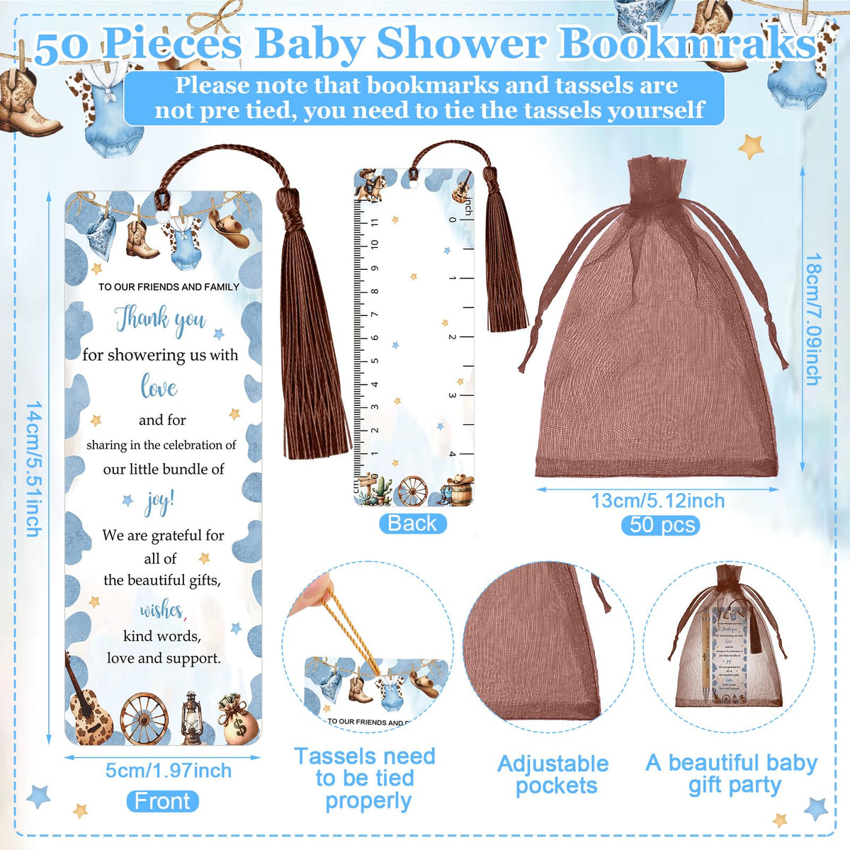 Gilprop 50 Sets Baby Shower Favors for Guests Includes 50 Baby Shower Ballpoint Pens 50 Thank You
