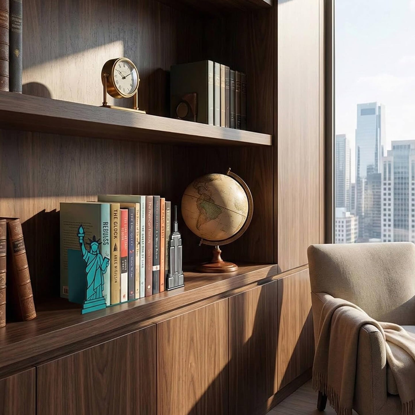 NYC Bookends with Statue of Liberty and Empire State Building Design - Steel with Epoxy Coating