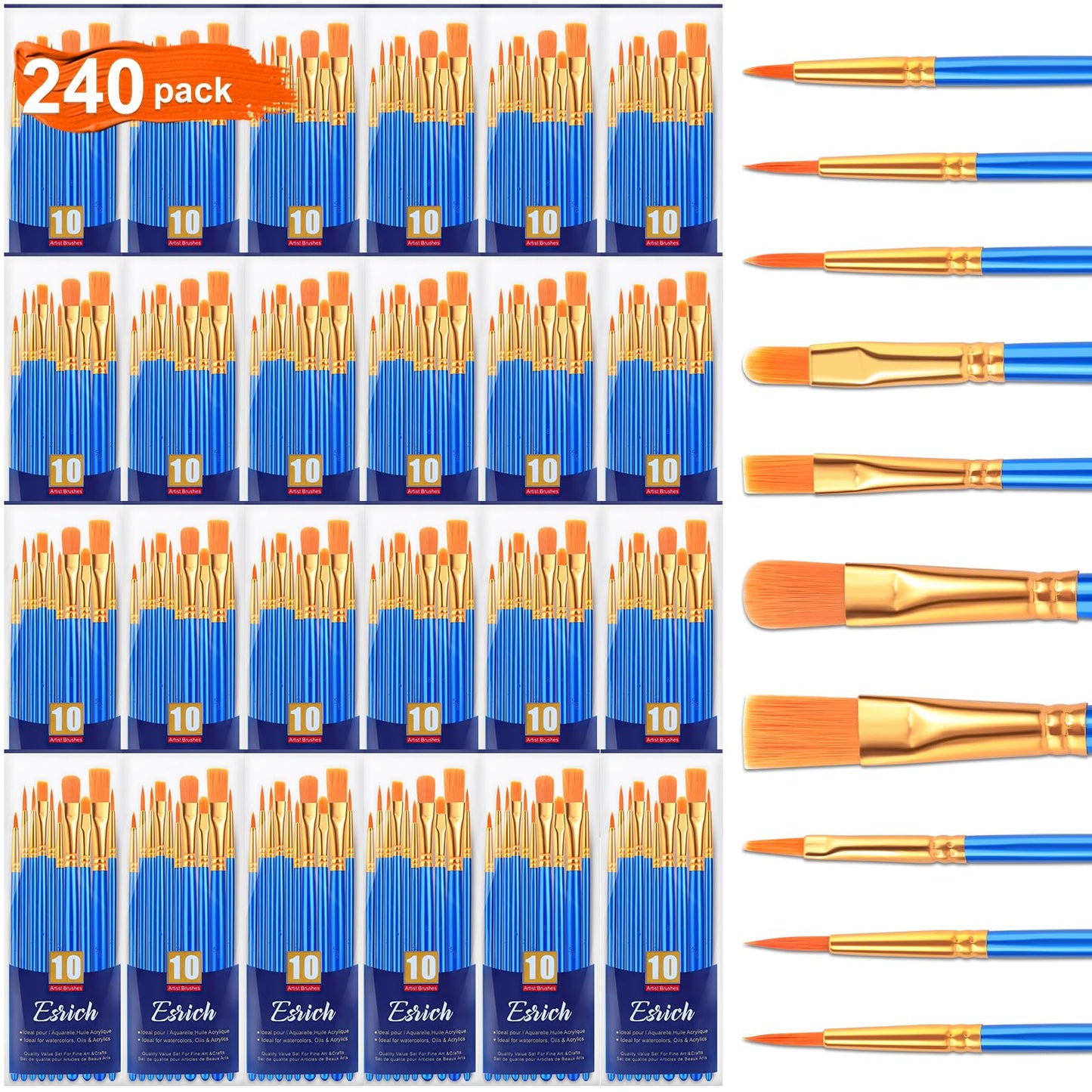 ESRICH 240PCS Paint Brushes, Paint Brush for Acrylic Painting