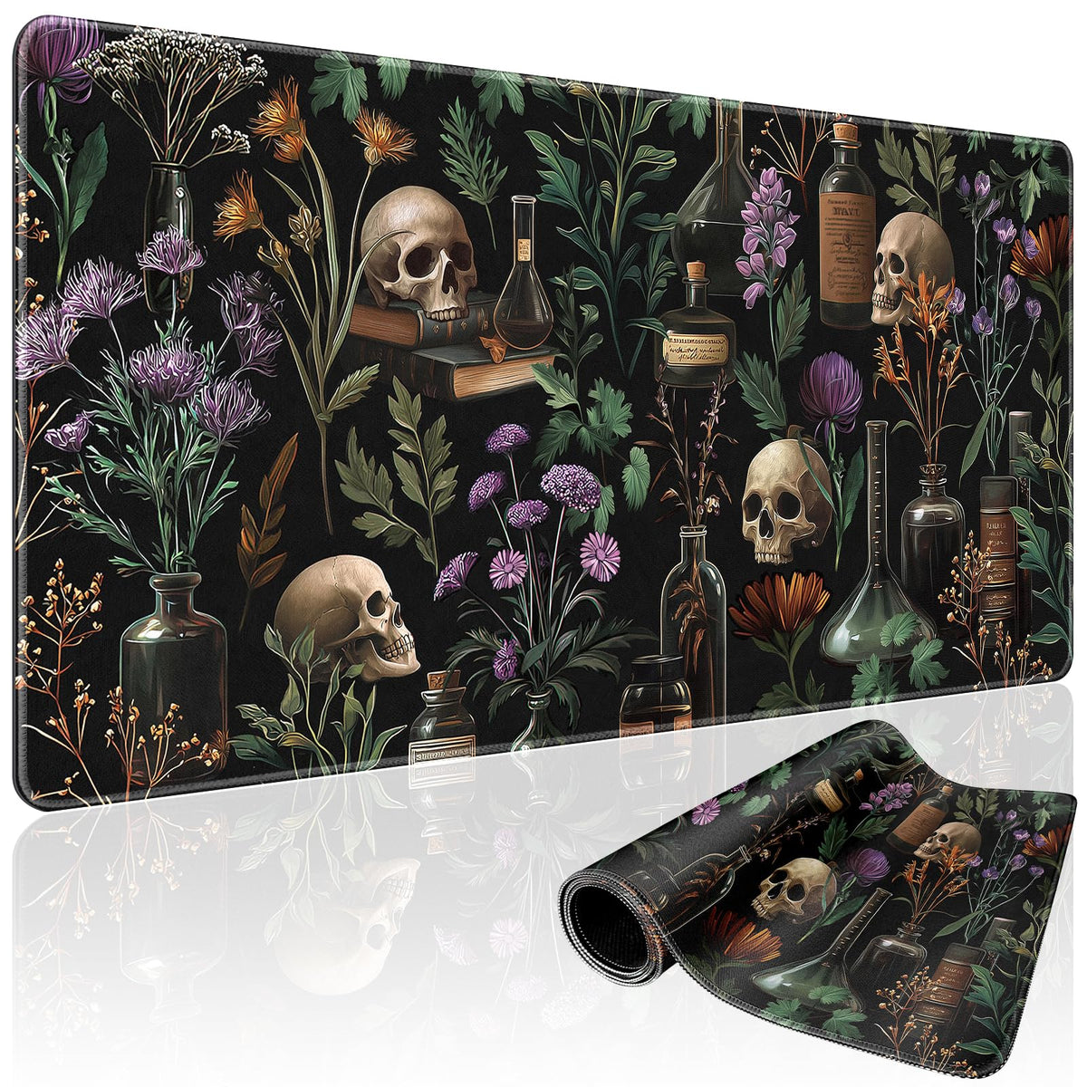 Mcapirivo Goth Floral Mystical Large Gaming Mouse Pad Desk Mat 31.5"x15.7"