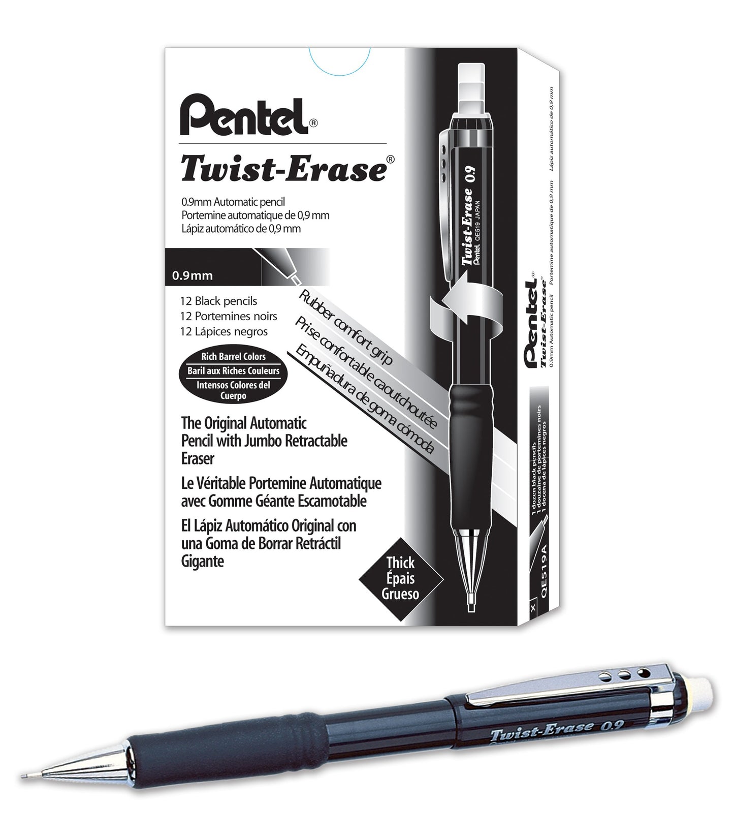 Pentel Twist-Erase III Mechanical Pencil, (0.9mm), Black Barrel