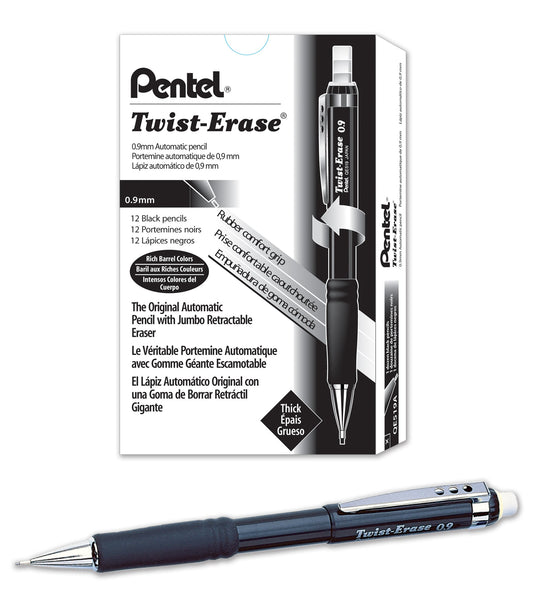 Pentel Twist-Erase III Mechanical Pencil, (0.9mm), Black Barrel