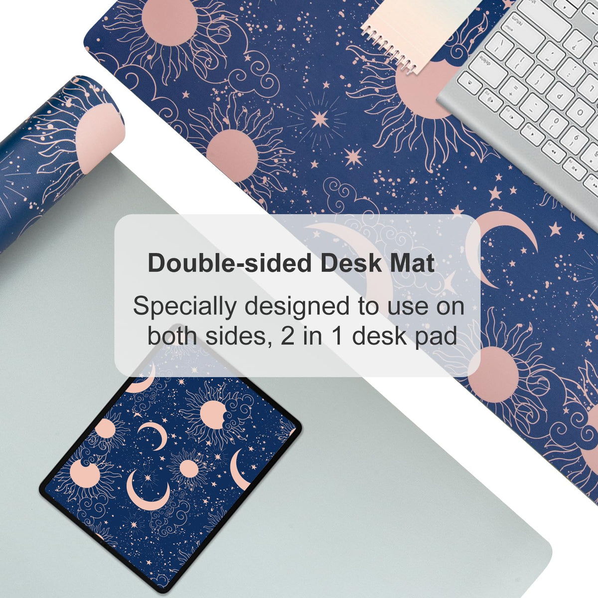 Faux Leather Large Mouse Pad, Office Desk Mat, 31.5"x15.7", Starry Sky