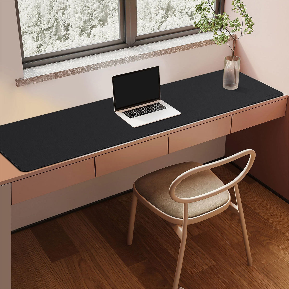 Mydours 59" x 15.7" Oversized PU Leather Desk Mat, Gaming Mouse Pad, Black